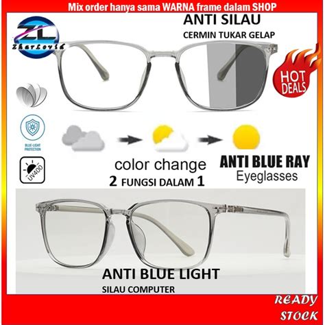 Anti Blue Light Ray Glasses Spec Tukar Warna Gelap Kaca Silau Laptop