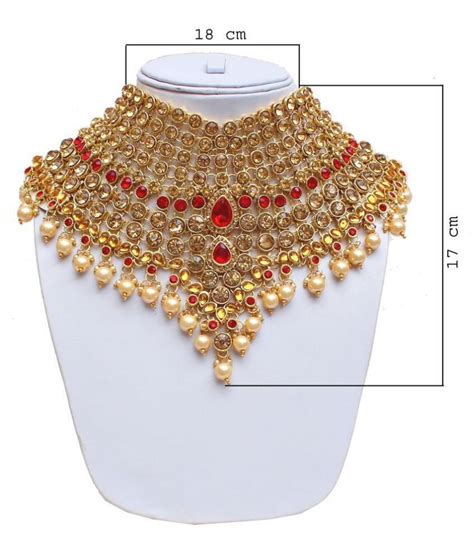 Lucky Jewellery Alloy Golden Choker Designer Gold Plated Necklaces Set