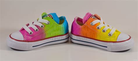 Custom Dyed Neon Rainbow Converse All Star Low Top Shoes Etsy