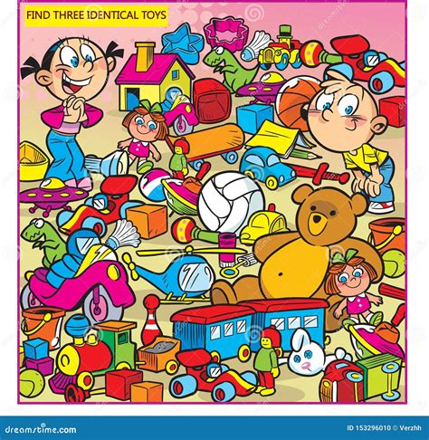 To Find Three Identical Toys Stock Vector - Illustration of identical ...