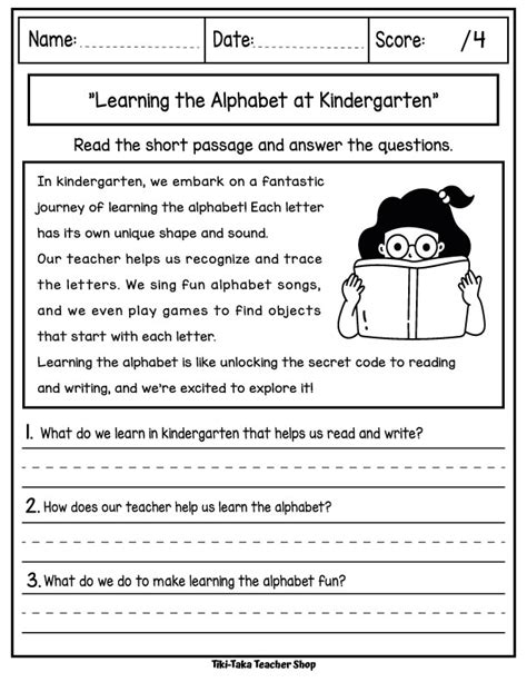 Reading Comprehension Back To School Passages With Answers Made By