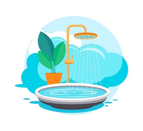 Premium Vector | Flat design illustration to save water a shower head ...