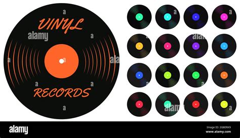 Vinyl Record Set Vector Illustration In Various Colors For Music