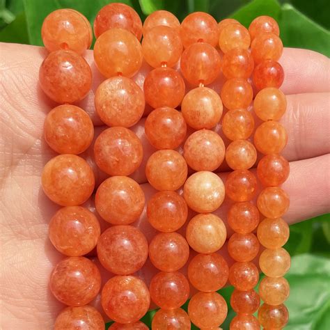 6 8 10mm Natural Stone Orange Jade Beads Gemstone Round Loose Spacer