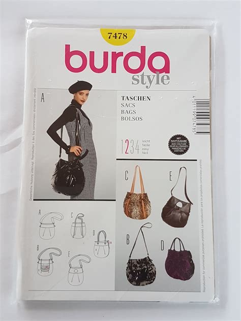 Burda Style 7478 Cartamodello Borse Borsa Bag Etsy Italia