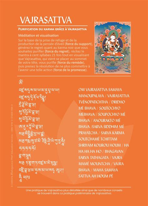 Carte Mantra de Vajrasattva éditions Mahayana