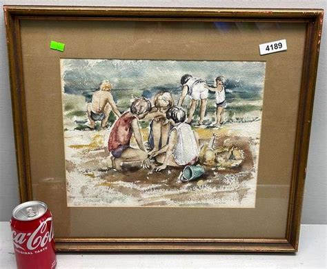 Watercolor Beach Scene Painting Dixon S Auction At Crumpton