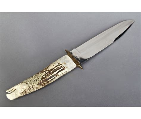 Hand Made Knife Antler Carved Soaring Eagle Handle