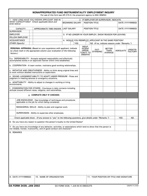 Da Form 3439 Fill Online Printable Fillable Blank Pdffiller