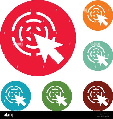 cursor interactive icons circle set vector isolated  white background
