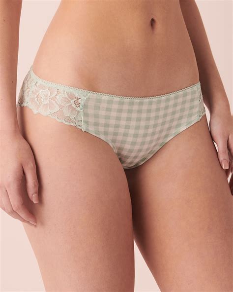 Cotton And Scalloped Lace Detail Bikini Panty Vichy La Vie En Rose