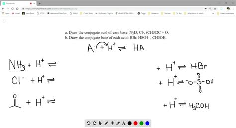 Solveda Draw The Conjugate Acid Of Each Base Nh3 Cl Ch32c O