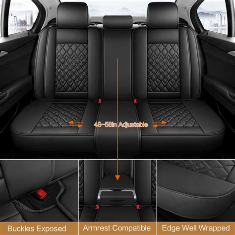 Pariitadin Leather Car Seat Covers Full Set Waterproof Breathable Faux