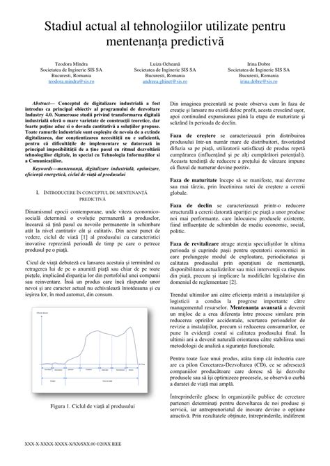 PDF Stadiul actual al tehnologiilor utilizate pentru mentenanța