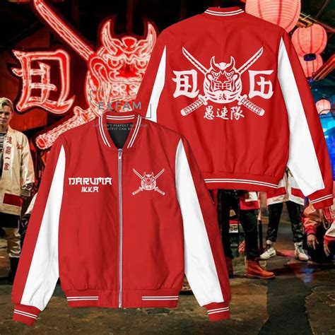 เสอแจคเกตทรง Bomber Jacket ลาย กลม Daruma Ikka จาก HIGH LOW