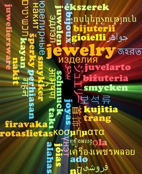 Joyas Multilenguaje Wordcloud Fondo Concepto Brillante