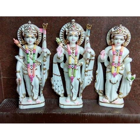 White Painted Marble Ram Darbar Statue For Worship Size 8 Inch At Rs