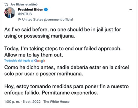 Biden perdona a todos los convictos por posesión de marihuana