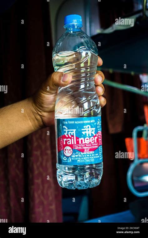 July 4th 2022 Haridwar India A Man Holding Rail Neer Packaged Drinking