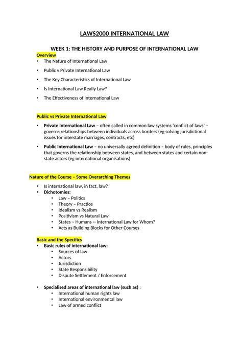 International Law Notes - Complete Study Notes | LAWS2000 - International Law - MQ | Thinkswap