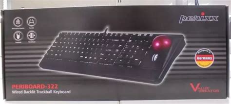 Perixx Periboard Wired Backlit Trackball Keyboard Eby