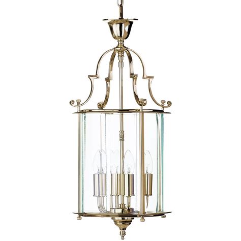 Visconte Lancashire Medium 4 Light Ceiling Pendant Lantern Polished Brass Ceiling Pendant