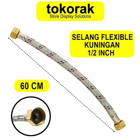 Jual SELANG FLEXIBEL ANYAM 60 CM CAMEL FLEXIBLE HOSE PANAS DINGIN 60CM