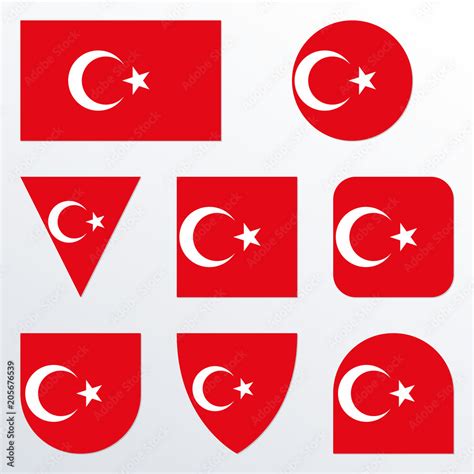 Turkey Flag Icon Set Turkish Flag Button Or Badge In Different Shapes