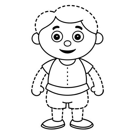 Premium Photo A Drawing Of A Boy Activity For Kids Tracing