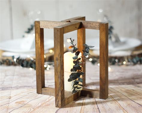 Wood Lantern Centerpiece Wedding Decorations Rustic Etsy Wood