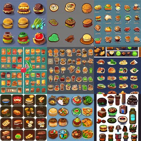 Collection Of Ui Food Icon Sprites Rpg Game Dev Art Stable Diffusion