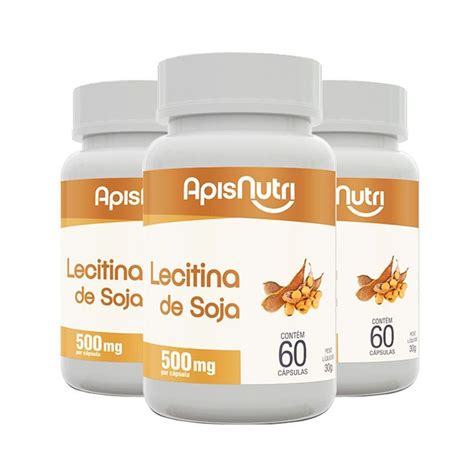 Kit 3 Lecitina De Soja 500mg Apisnutri 60 Cápsulas Submarino