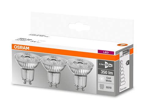 3er Pack Osram Led Base Par16 Gu10 Strahler 4 3w 50w 36° Neutralweiss Glas