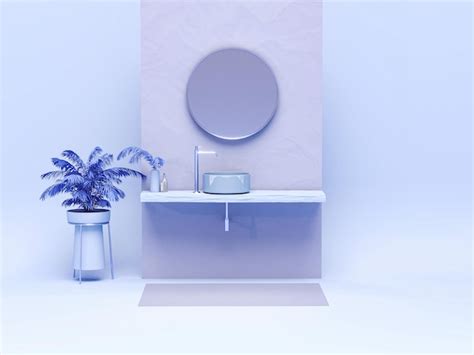 Premium Photo D Render An Empty Purple Blue Vanity Counter With