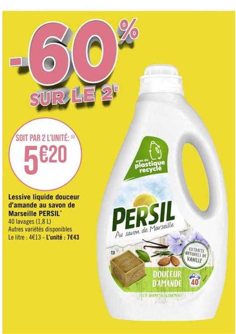 Promo Lessive Liquide Douceur D Amande Au Savon De Marseille Persil