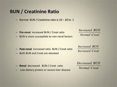 Bun Low Creatinine Normal BUN Creatinine Ratio High Low Levels