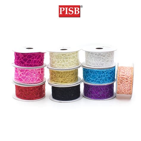 I Cm Glittered Lace Ribbon Yards Roll Shopee Malaysia