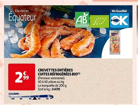 Promo Crevettes Enti Res Cuites R Frig R Es Bio Chez Auchan Icatalogue Fr