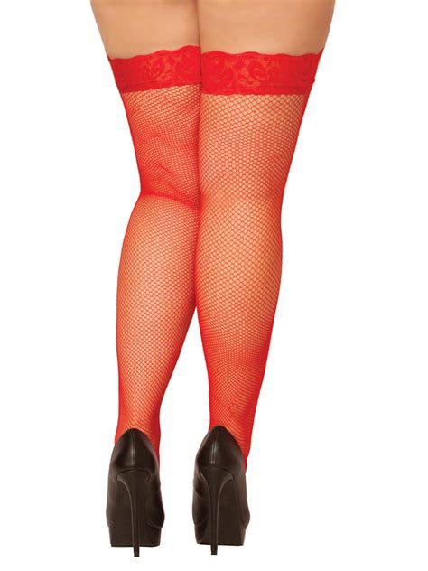 Plus Size Full Figure Lace Top Fishnet Thigh High Stockings Ebay