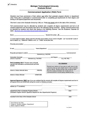 Fillable Online Mtu Commencement Application Walk Form Mtu Fax