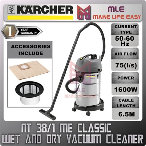 Karcher Nt38 1 Me Classic Wet And Dry Vacuum 1 Year Warranty Shopee