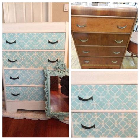 Waterfall Dresser Transformation Stenciled In Plymouth Rock And