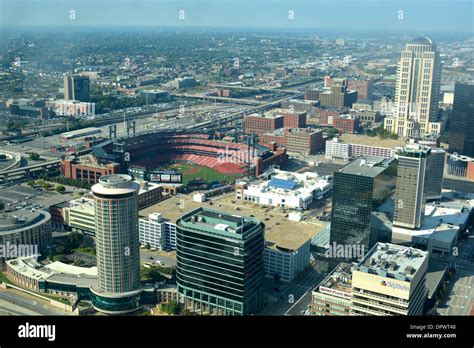 View of St. Louis, Missouri from atop the St. Louis Arch Stock Photo ...