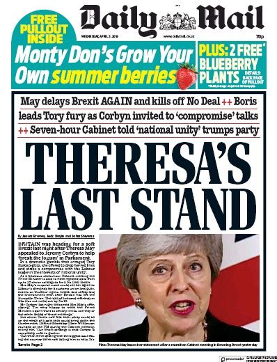 Daily Mail (UK) Front Page for 3 April 2019 | Paperboy Online Newspapers