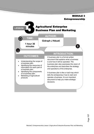 Farmer S Agribusiness Training Course Module 3 Entrepreneurship