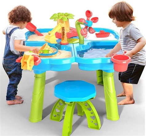 Sand and Water Table - Beach Play Activity Table Sandbox with Cover for Toddlers Sensory Table ...