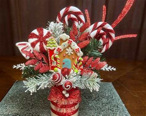 Christmas Centerpiece Candy Cane Centerpiece Gingerbread House