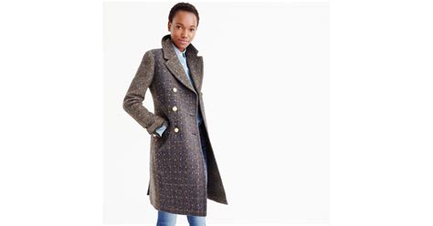 Jcrew Collection Embellished Harris Tweed Topcoat In Metallic Lyst