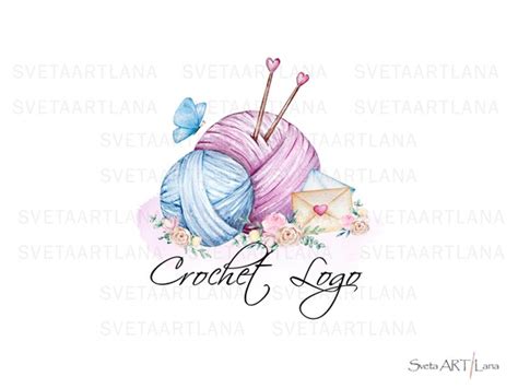 Crochet Logo Yarn Logo Watercolor Premade Logo Knitting Etsy