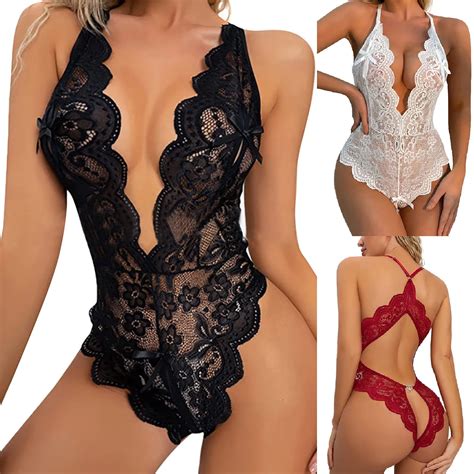 Hot Sexy Women Bodysuit Erotic Open Bra Underwear See Through